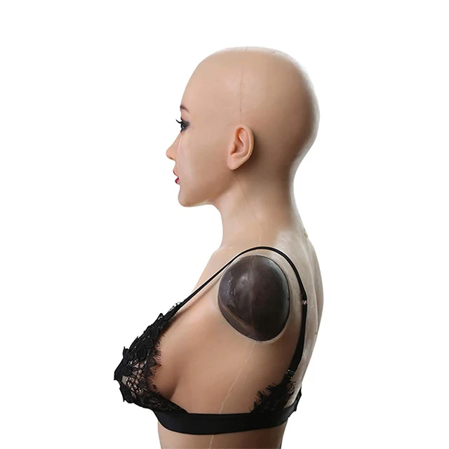 Máscara de silicona para cabeza femenina Christine con pecho 4G - Image 2