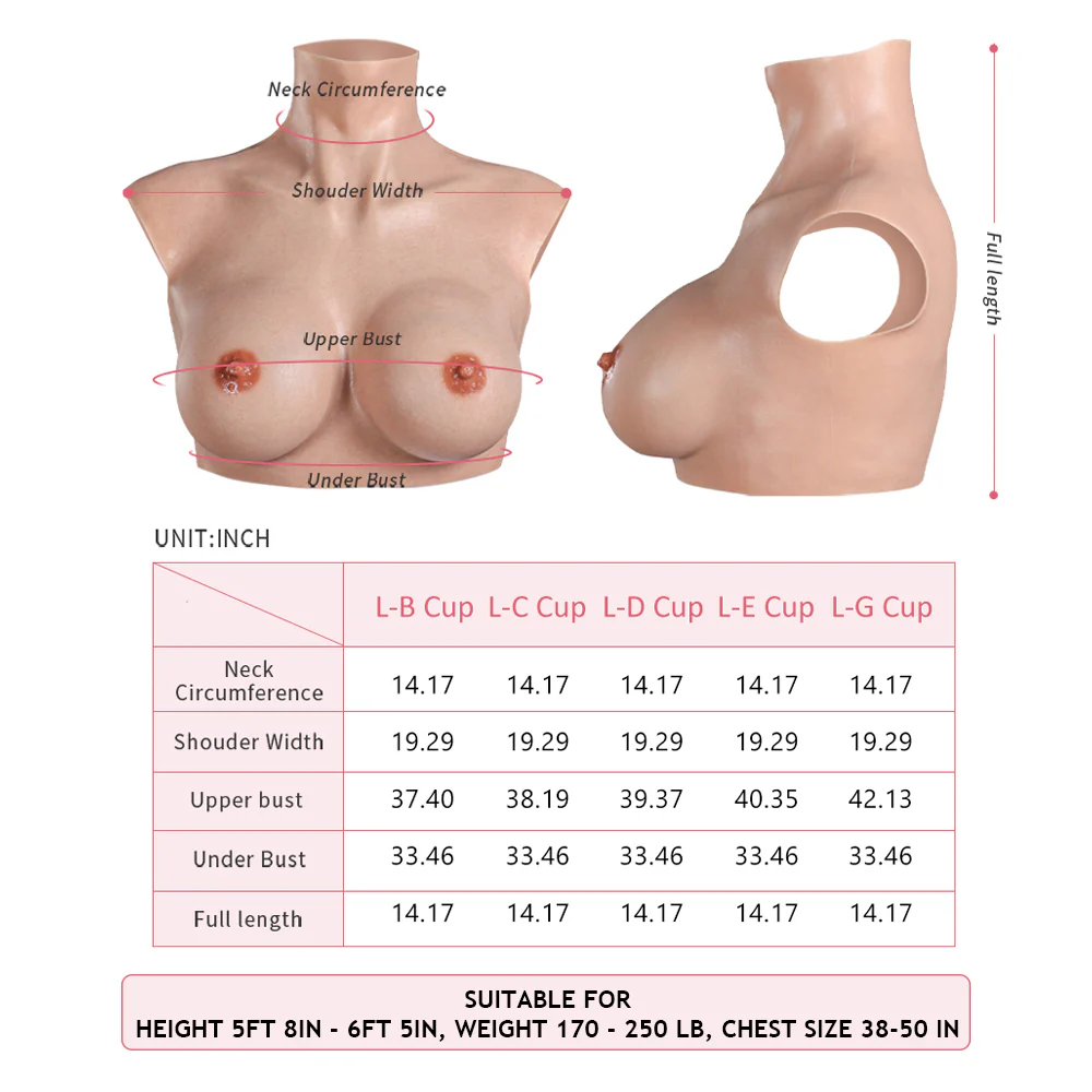 Pechos grandes de silicona, copas de la talla B a la G - Image 8