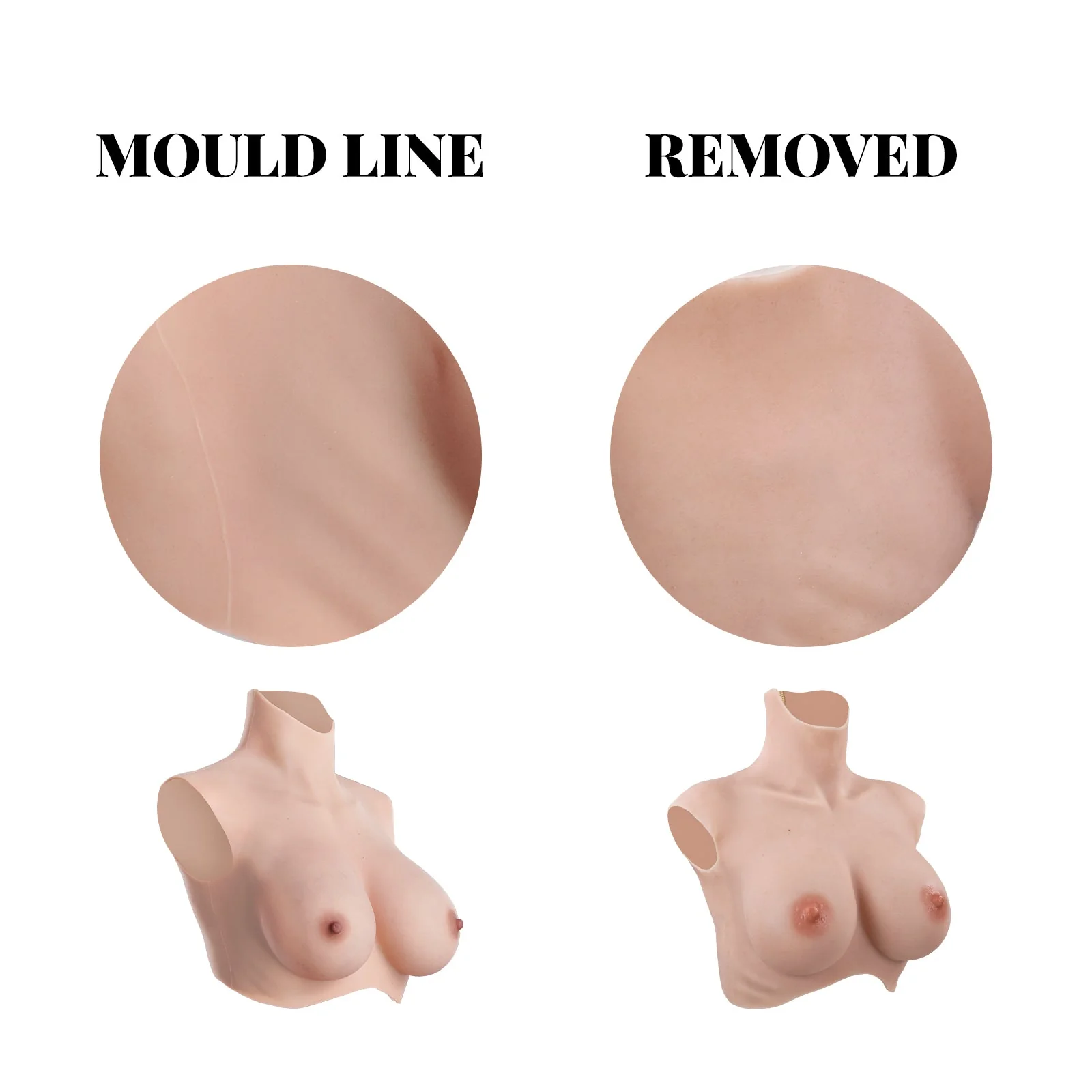 D Cup Silicone Breastplate with Mould Line Removal Enlarged Areola Back Zipper 8G - Image 3