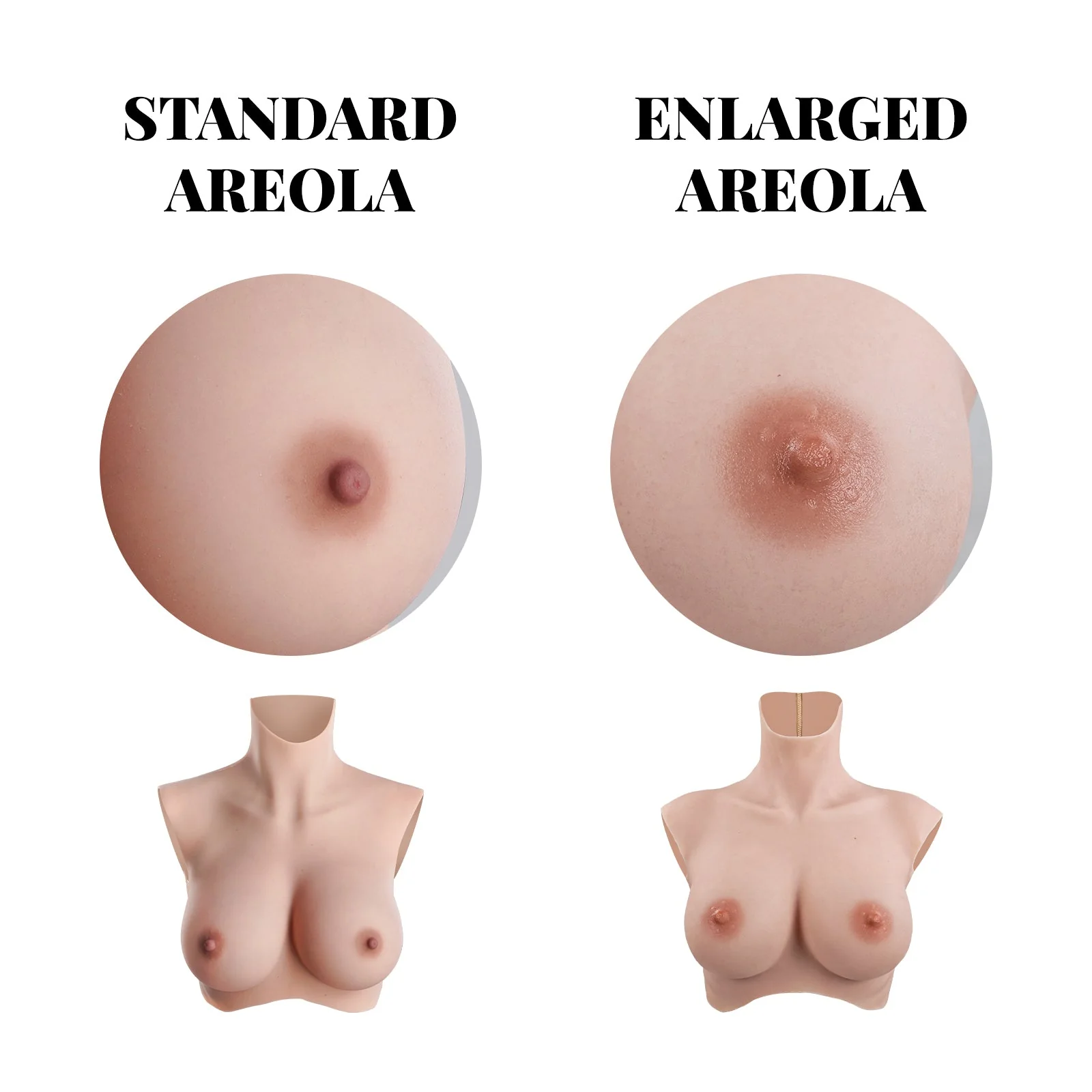 D Cup Silicone Breastplate with Mould Line Removal Enlarged Areola Back Zipper 8G - Image 4