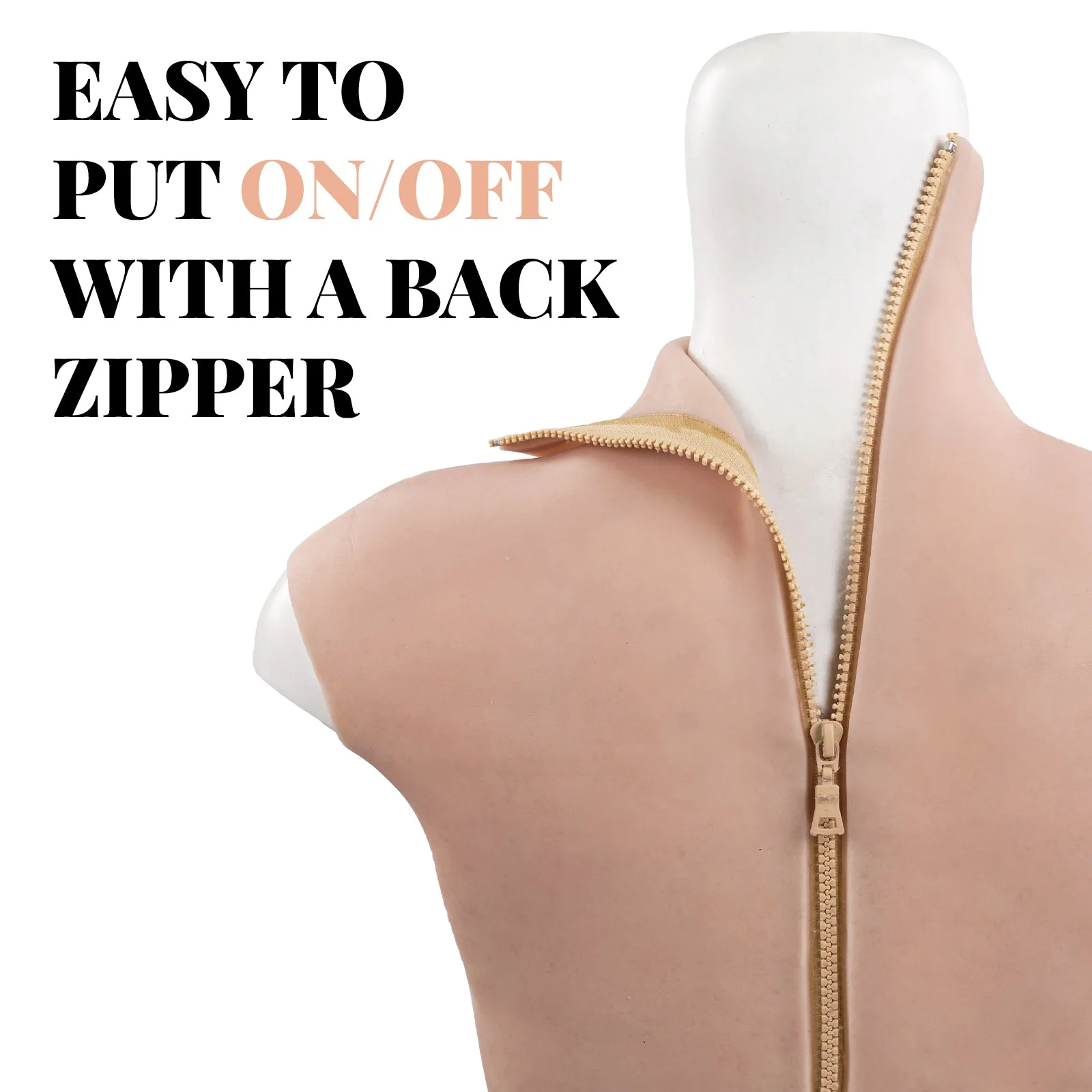 D Cup Silicone Breastplate with Mould Line Removal Enlarged Areola Back Zipper 8G - Image 5