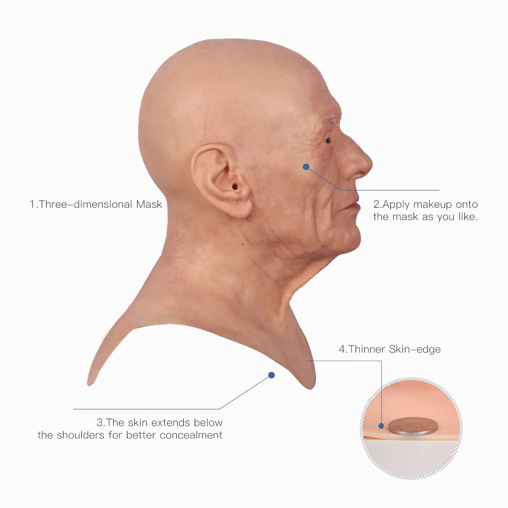 Máscara de cabeza de anciano de silicona Dees - Image 4
