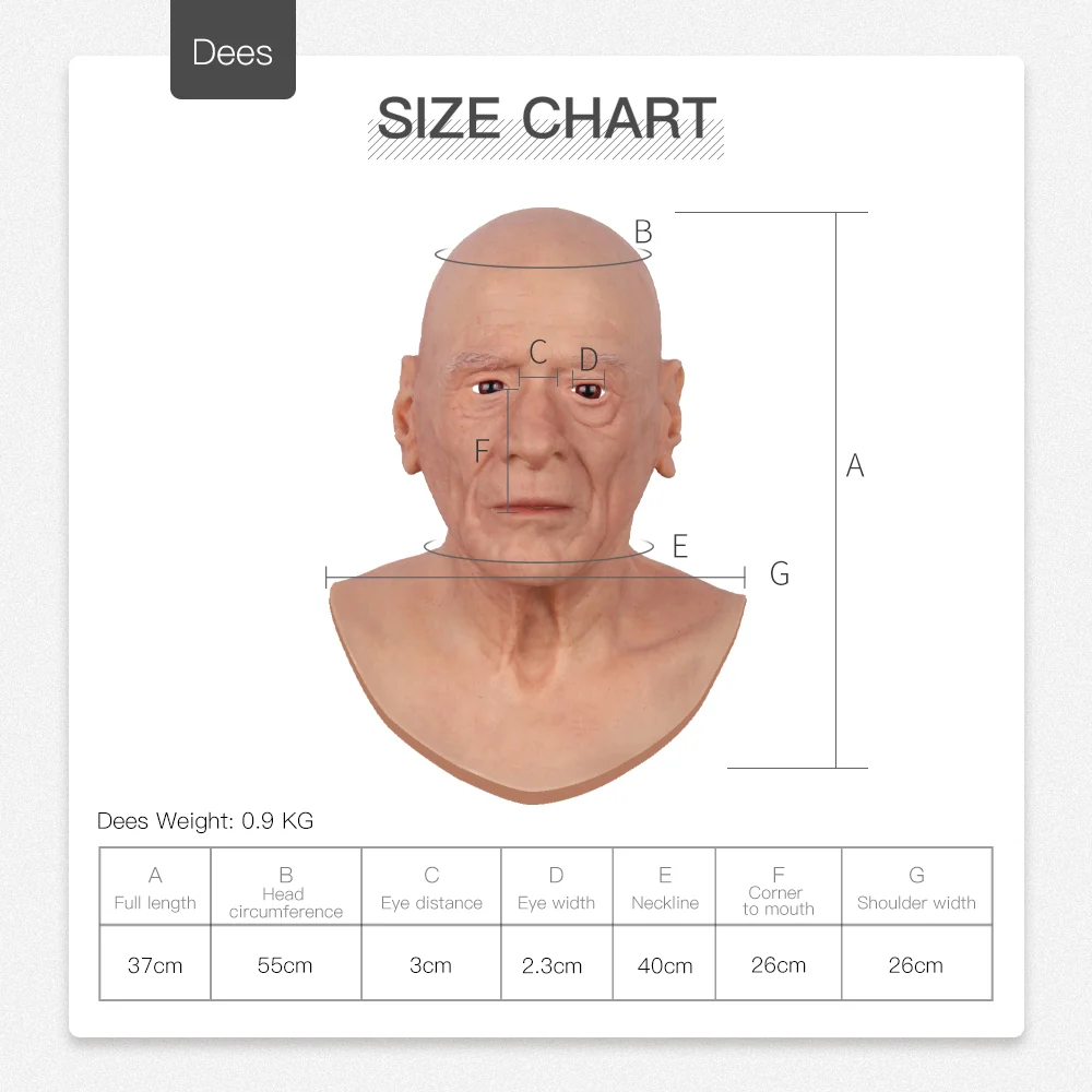 Máscara de cabeza de anciano de silicona Dees - Image 7