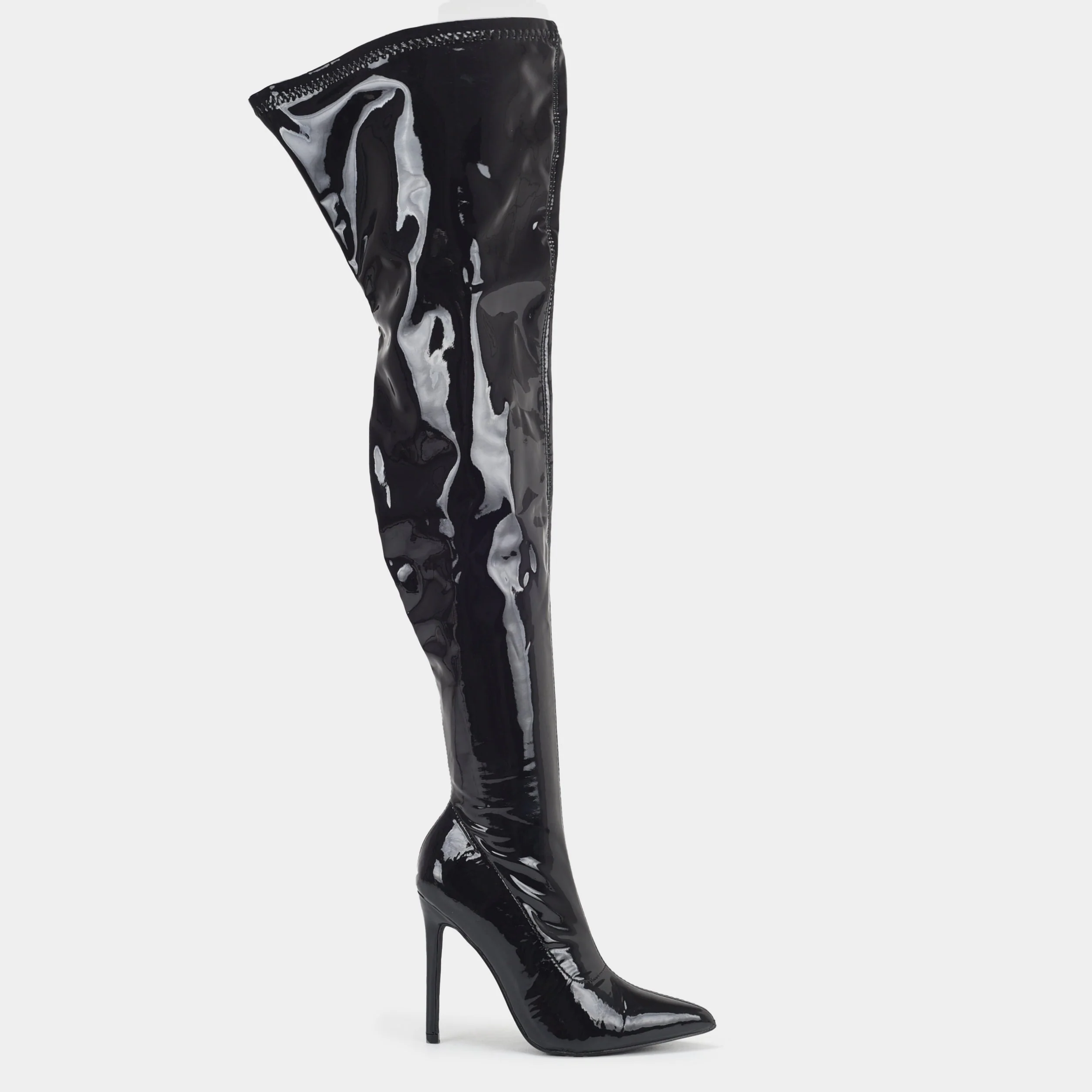 Large size super high heel stretch patent leather stovepipe over-the-knee boots - Image 4