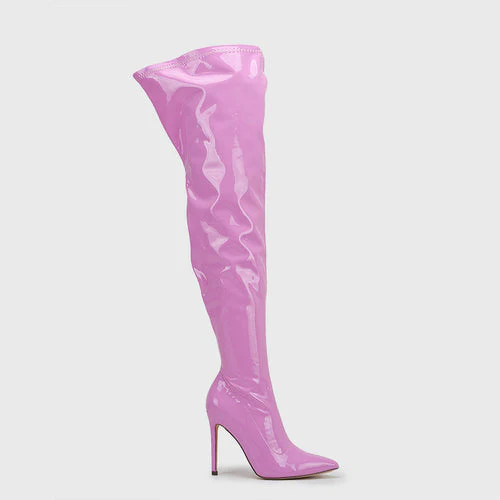 Large size super high heel stretch patent leather stovepipe over-the-knee boots - Image 9