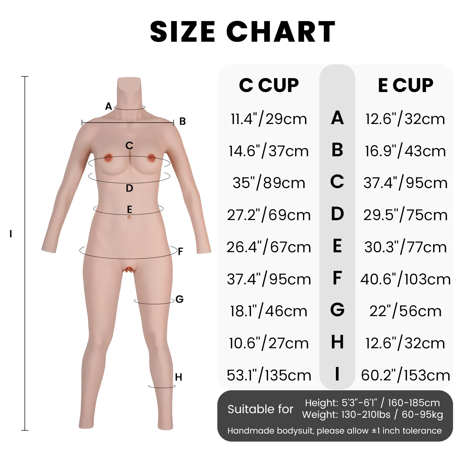 Copas C a E Body de silicona con mangas hasta los tobillos 8G - Image 6
