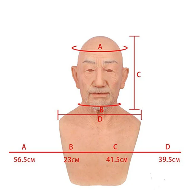 Máscara de cabeza de anciano de silicona de William - Image 6