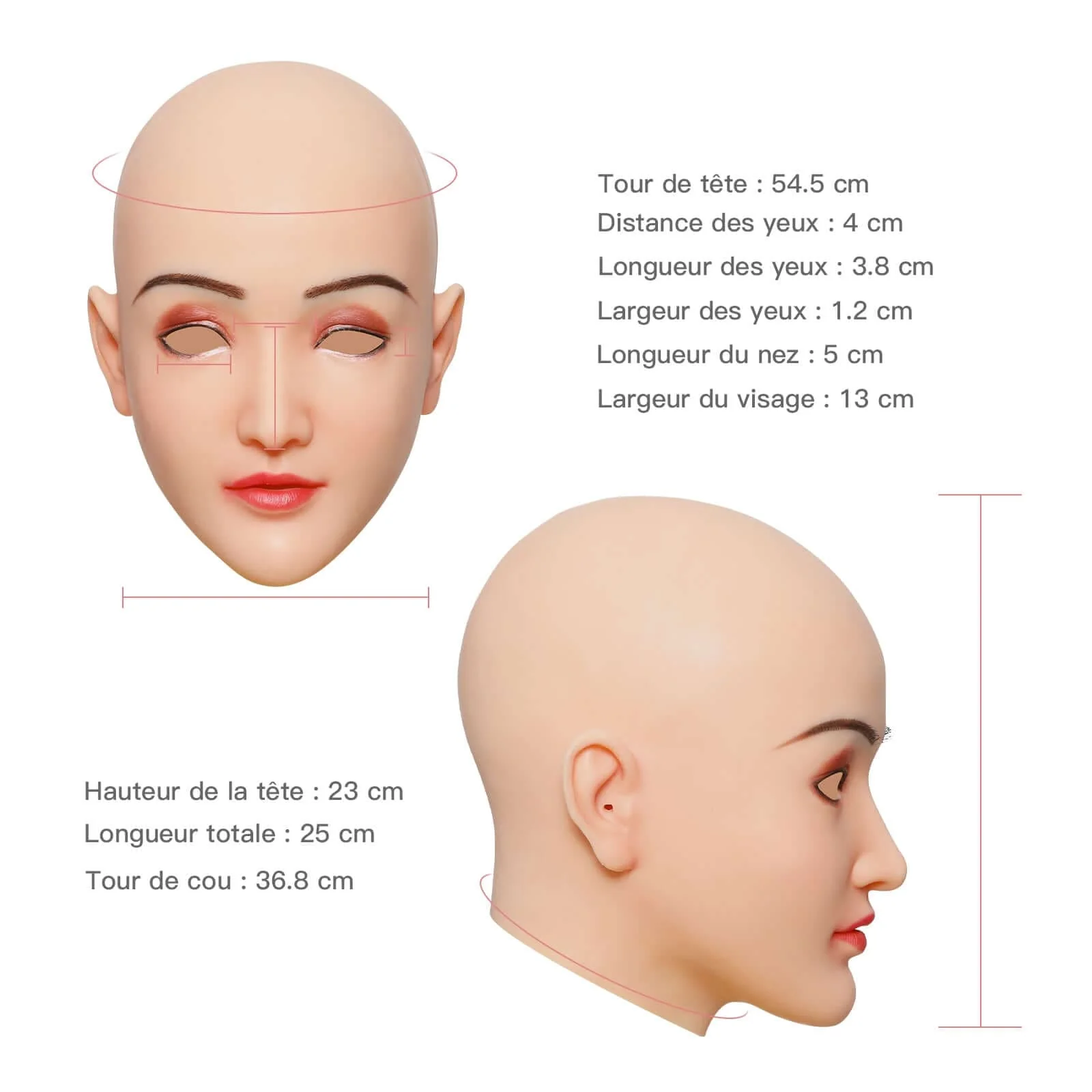 Máscara de cabeza femenina de silicona Claire - Image 5
