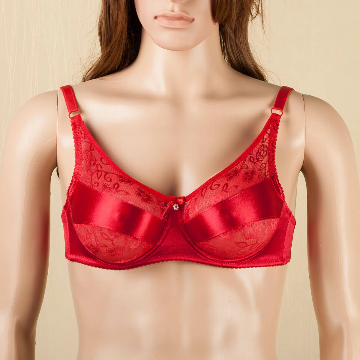 Formas de mama de silicona en forma de lágrima con sujetador de bolsillo rojo  - Image 3