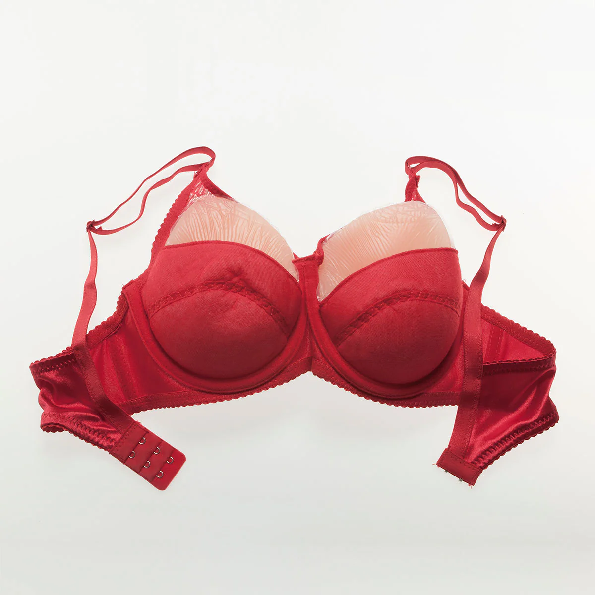 Formas de mama de silicona en forma de lágrima con sujetador de bolsillo rojo  - Image 7