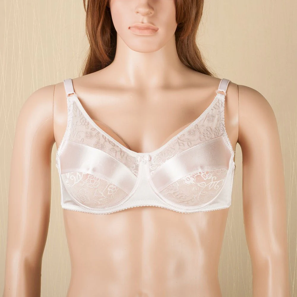Formas de mama de silicona en forma de lágrima con sujetador de bolsillo blanco  - Image 3